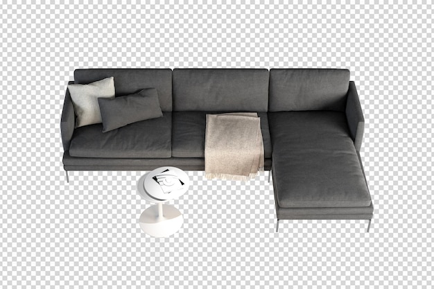 Top view sofa in 3d rendering