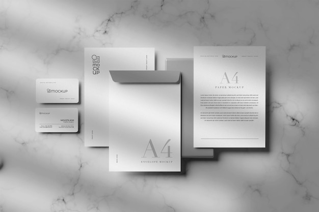 Top view stationary mockup design