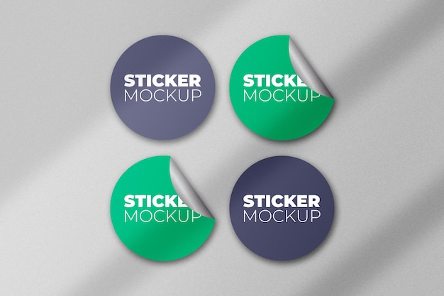 Top view sticker collection mockup with shadow