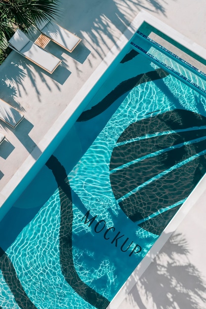 PSD top view over swimming pool design mockup