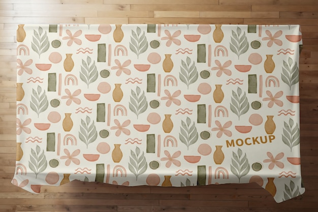 Top view on tablecloth mockup