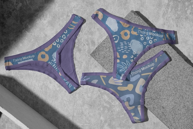 Top view thongs arrangement mockup