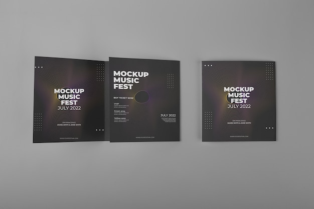 PSD top view of trifold landscape brochure mock-up