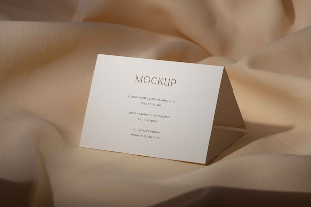 Top view on trifold wedding invitation mockup