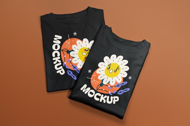 Top view tshirt set mockup