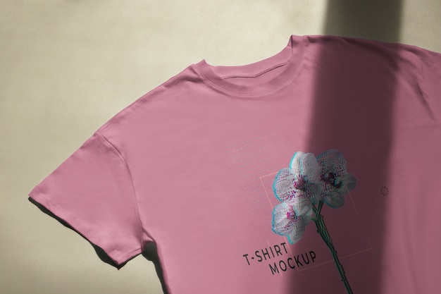 Top view tshirt with cute print mockup