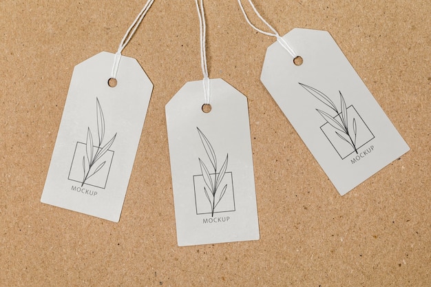 Top view of zero waste price tags mock-up