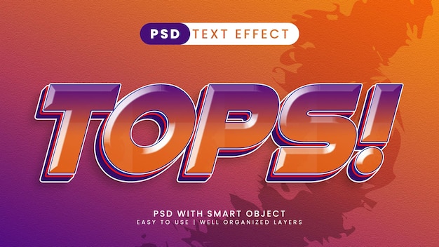 Tops editable text effect with orange and purple text style