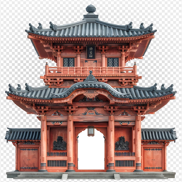 torii gate isolated on transparent background Chinese temple gate generative ai