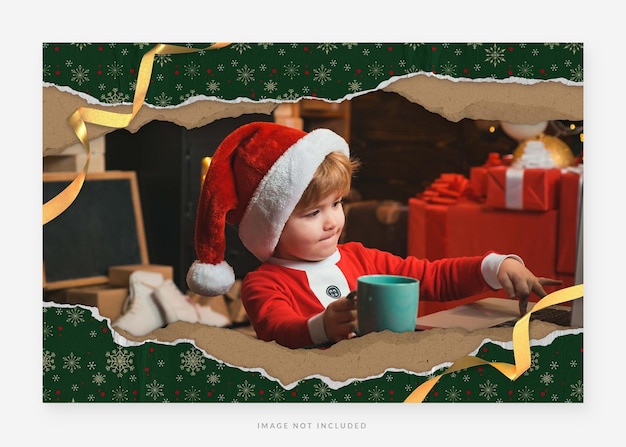 Torn Christmas Wrapping Paper Mockup Template in Photoshop PSD