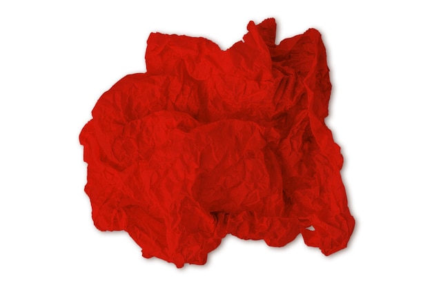 Torn crumpled red paper ball of paper paper ball on a blank background