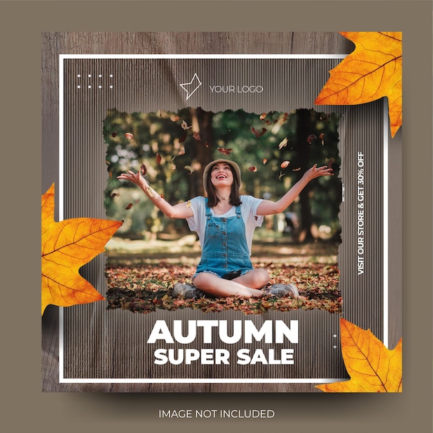 PSD torn paper autumn fashion sale instagram social media post fee