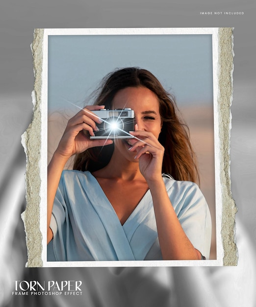 Torn Paper frame photo Effect Template