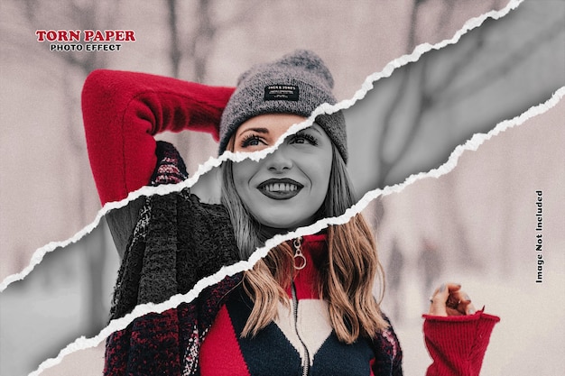 Torn paper photo effect template