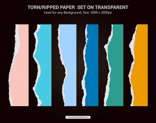 Torn Paper Realistic Transparent Set