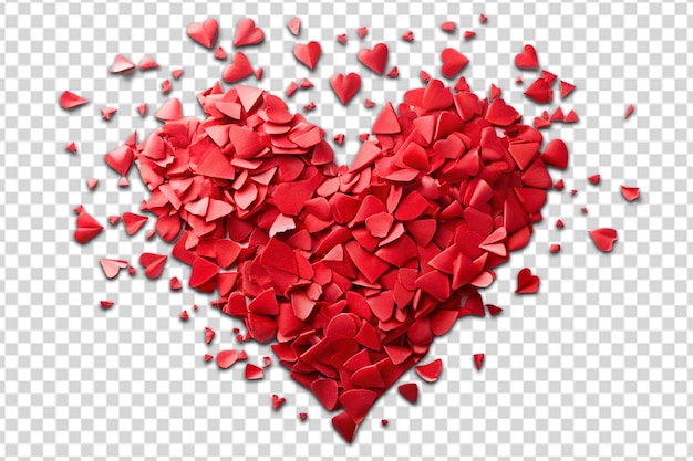 Torn paper red heart into many small pieces png