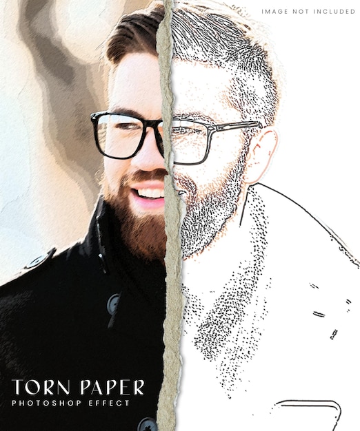 Torn Paper sketch photo Effect