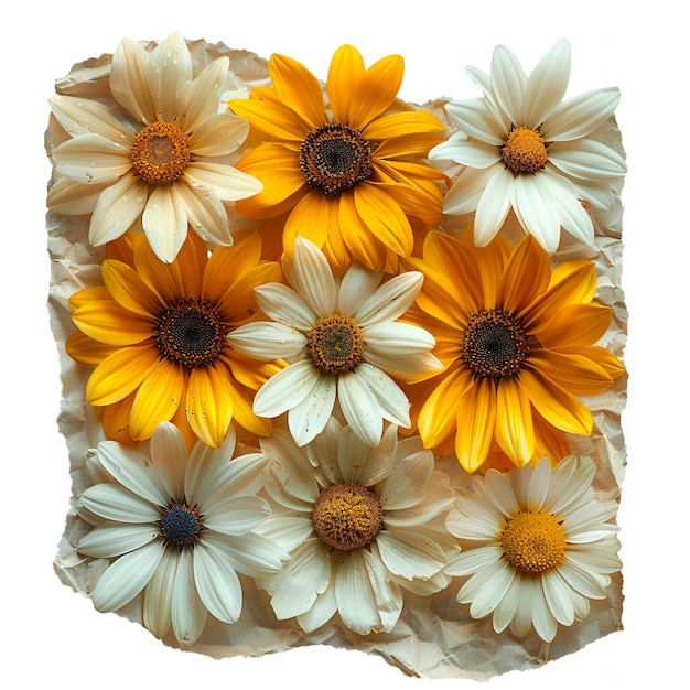 Torn paper with flowers isolated