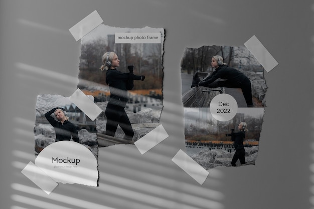 Torn photos frame mockup