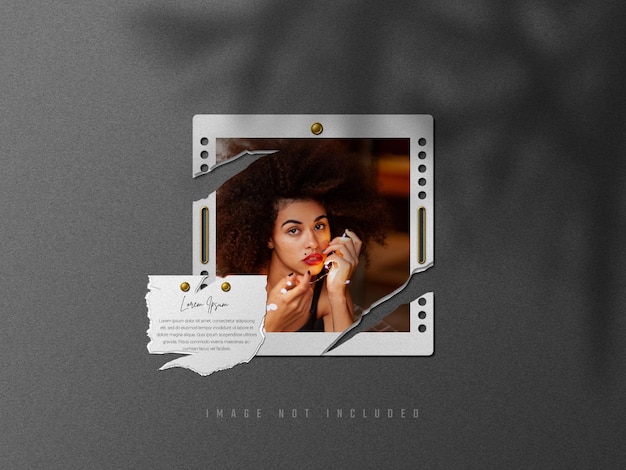 PSD torn polaroid photo photo frame mockup