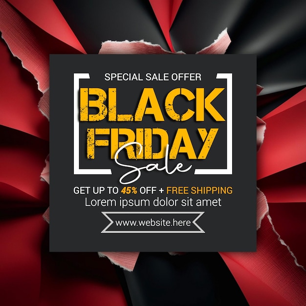 PSD torn red paper with copy space for text red and black mixed black friday background