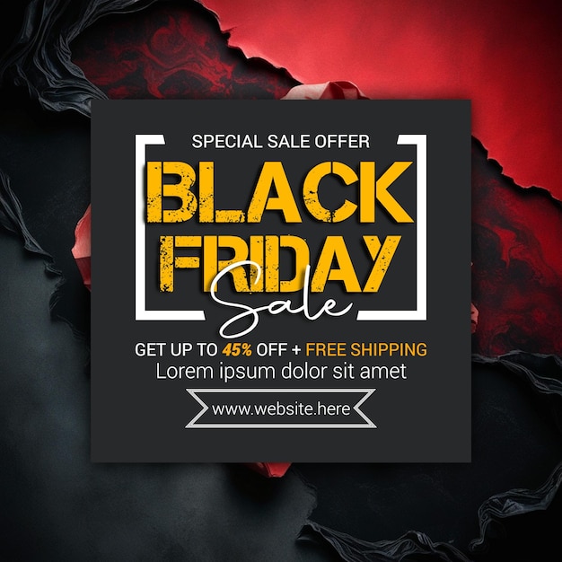 Torn red paper with copy space for text red and black mixed Black Friday background