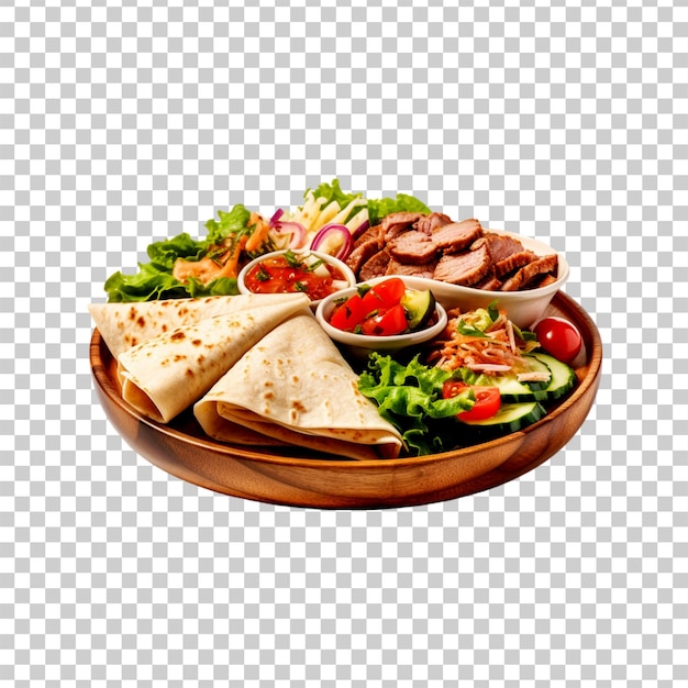 PSD tortilla wraps with meat and vegetable on a transparent background