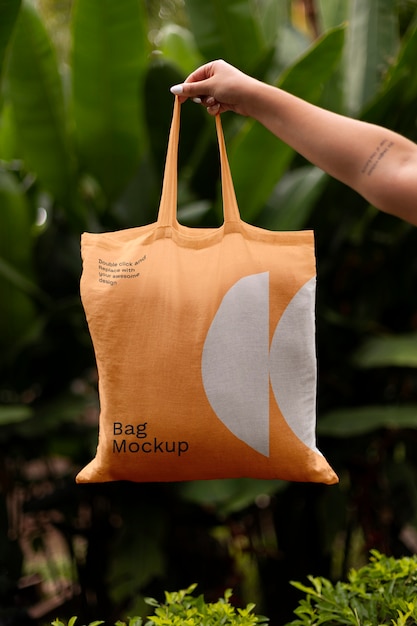 Tote bag mockup in nature