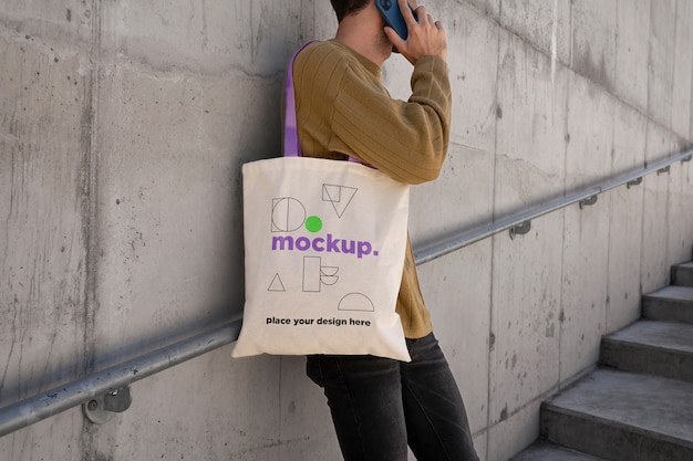 Tote bag mockup outside