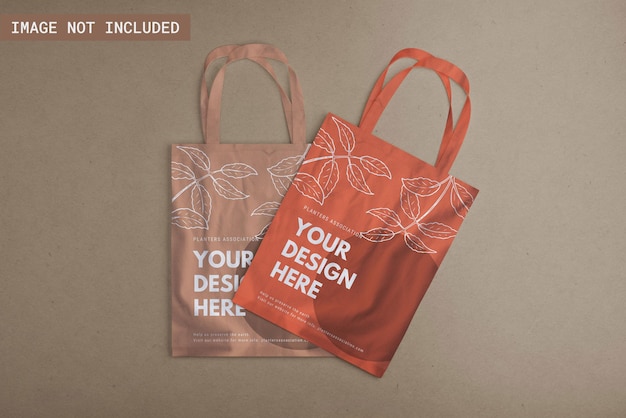 PSD tote bag mockup stacking top angle view