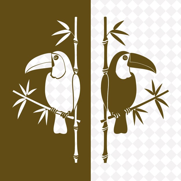 Toucan Bird With Bamboo Stick Figures and Minimalist Design Creative Illustration Vector Design