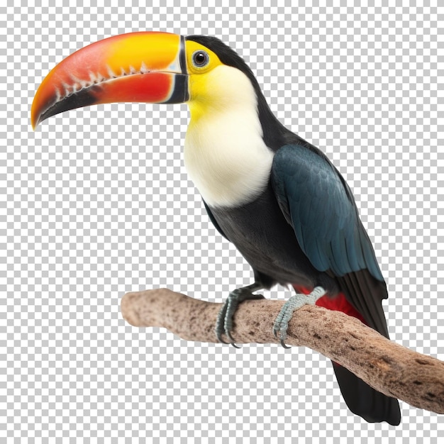 Toucan on a Branch Isolated on Transparent Background