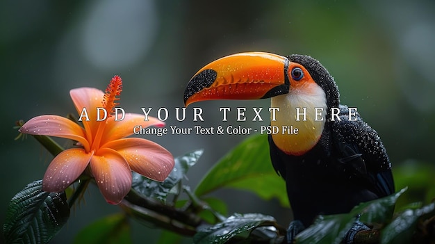 PSD toucan and flower