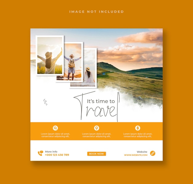 Tour and tourism social media post banner template