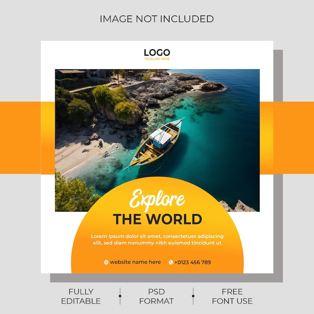 Tour and travel business Instagram post or social media post web banner template