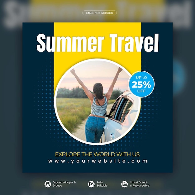 Tour and travel instagram post or social media post template premium psd