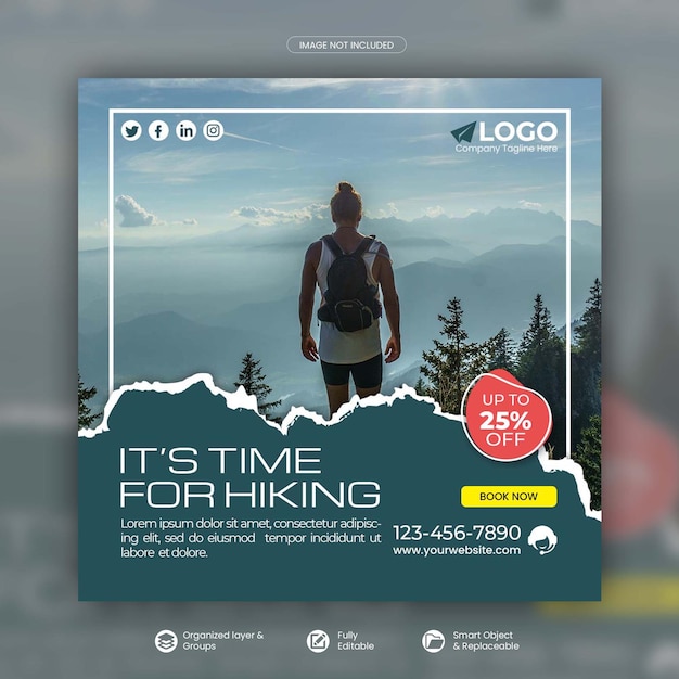 Tour and travel instagram post or social media post template premium psd