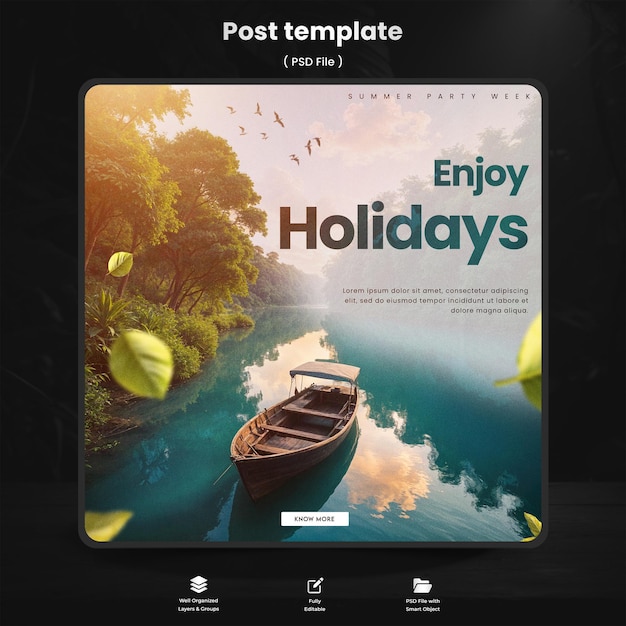 Tour and travel instagram post or social media post web banner template