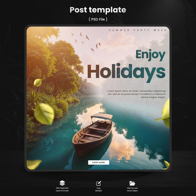 PSD tour and travel instagram post or social media post web banner template