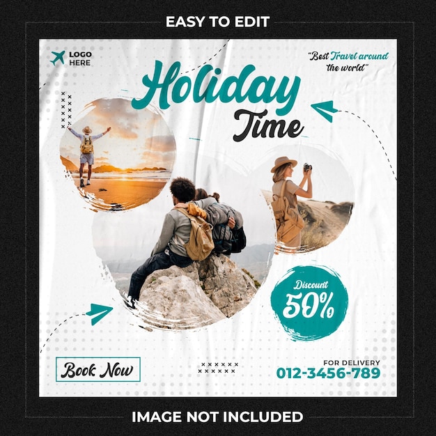 Tour and travel social media post and instagram post template