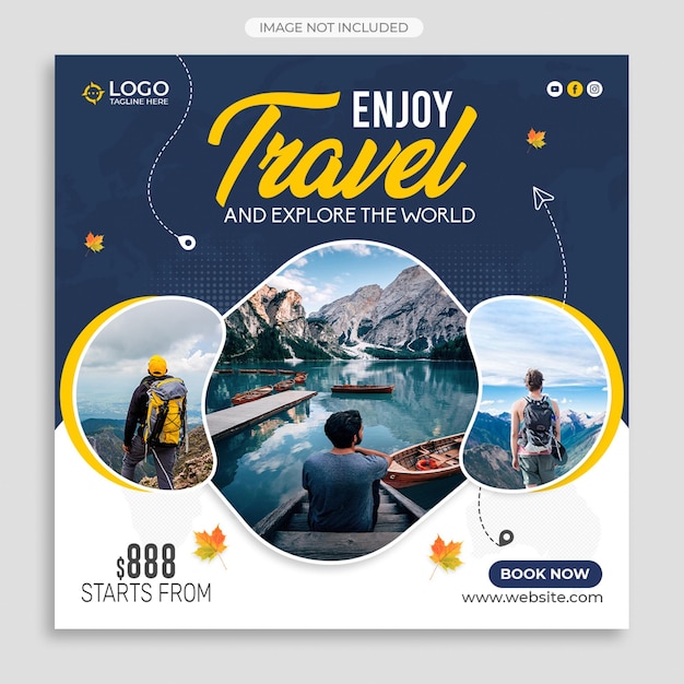 Tour and travel social media post template