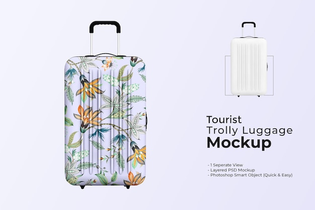 Tourist trolley luggage mockup