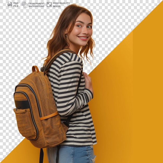 Tourist with backpack isolated on transparent