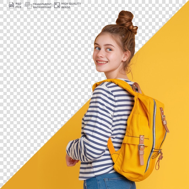 Tourist with backpack isolated on transparent