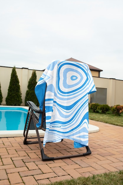 Towel mockup near pool