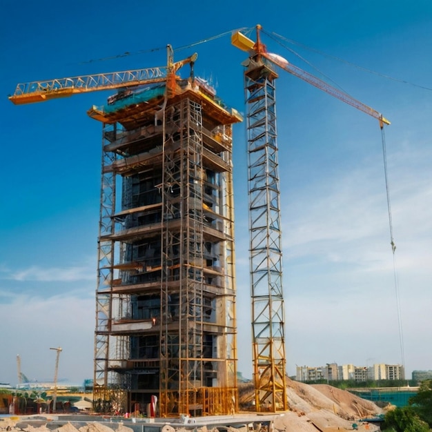 Tower at the construction of an apartment