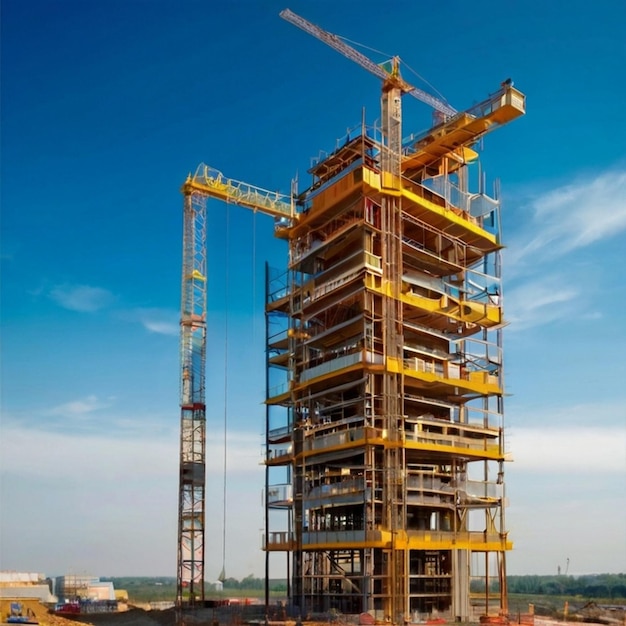 Tower at the construction of an apartment