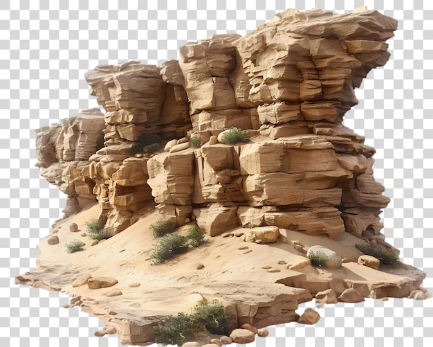 Towering rock formations on a transparent Background