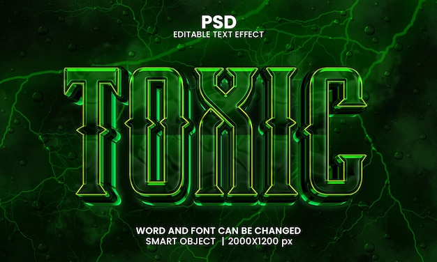 Toxic Modern 3d editable photoshop text effect style with background