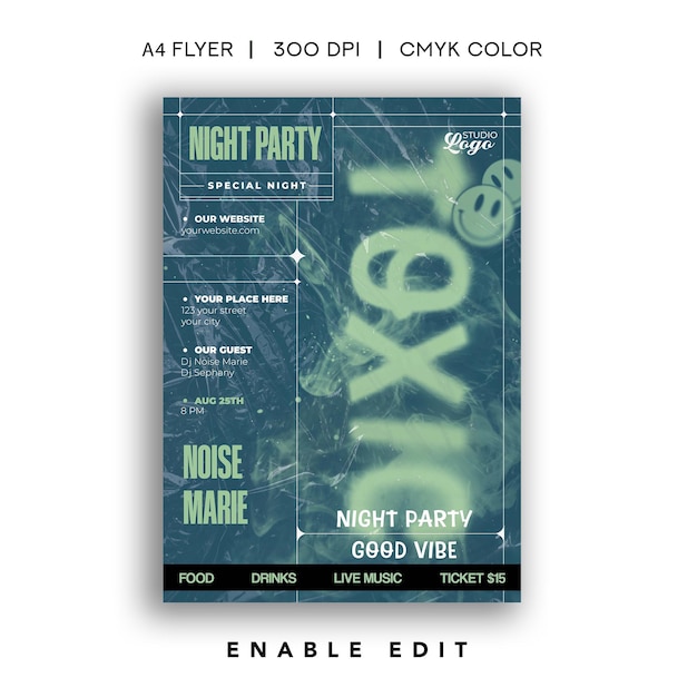 PSD toxic night party flyer